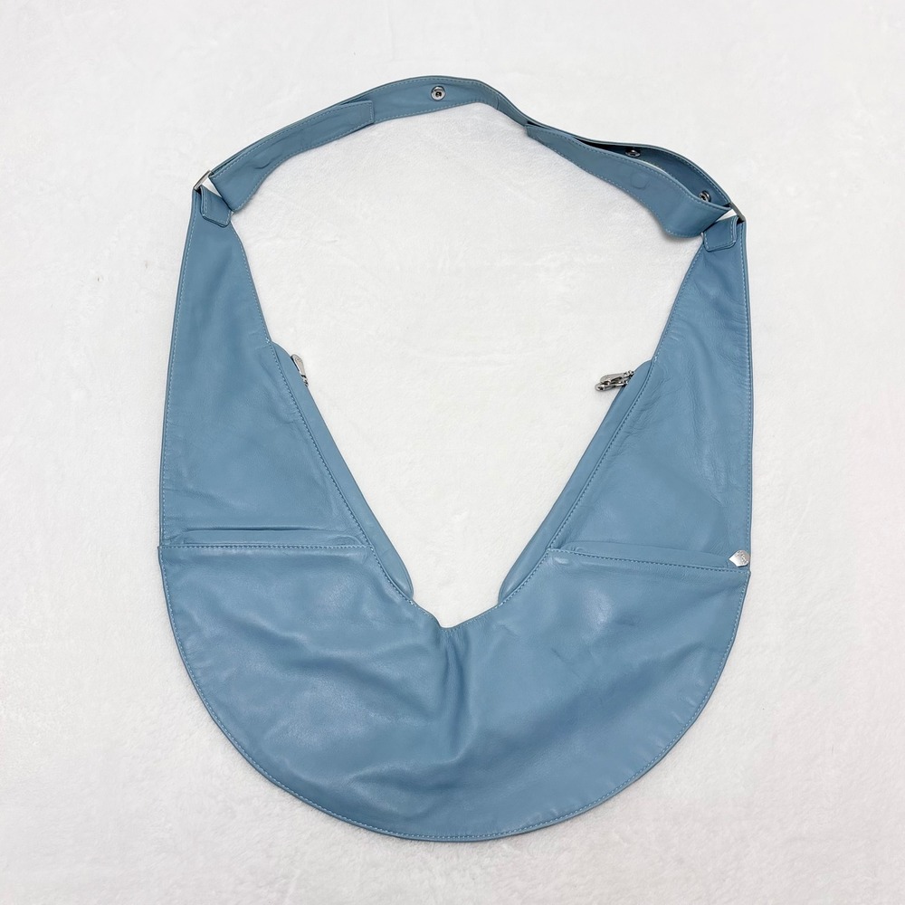 Sash Bag Blue Lambskin Leather Half Sash Crossbody Travel Minimalist Clean Girl